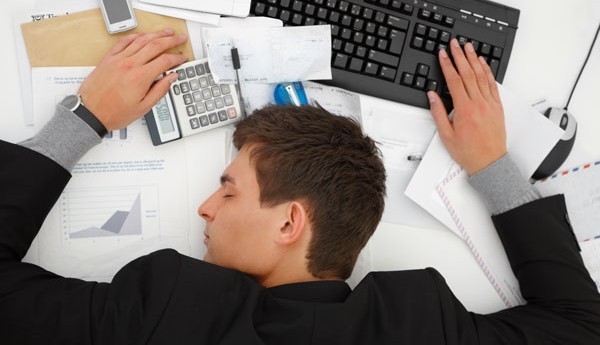 man resting on workload